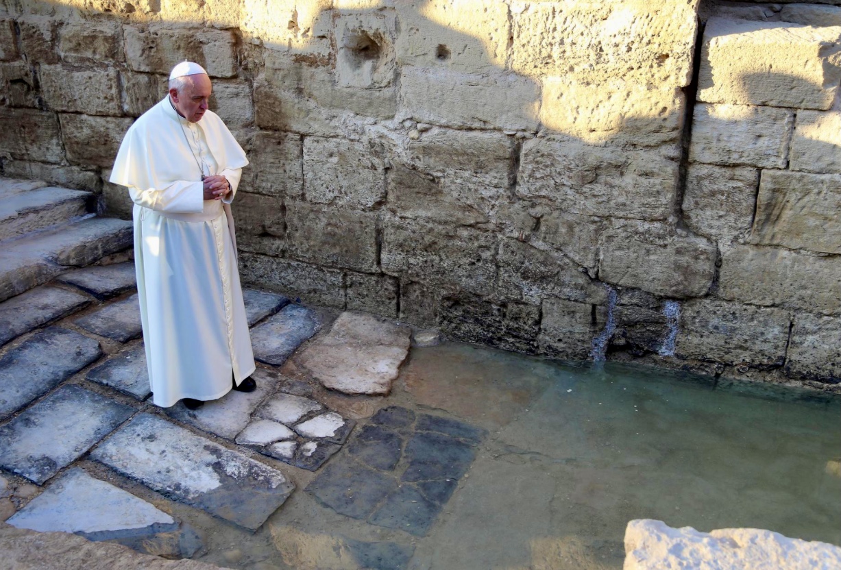 Giordania, papa Francesco nel sito del Battesimo di Gesù, AI Maghtas. Credits @Vatican Media