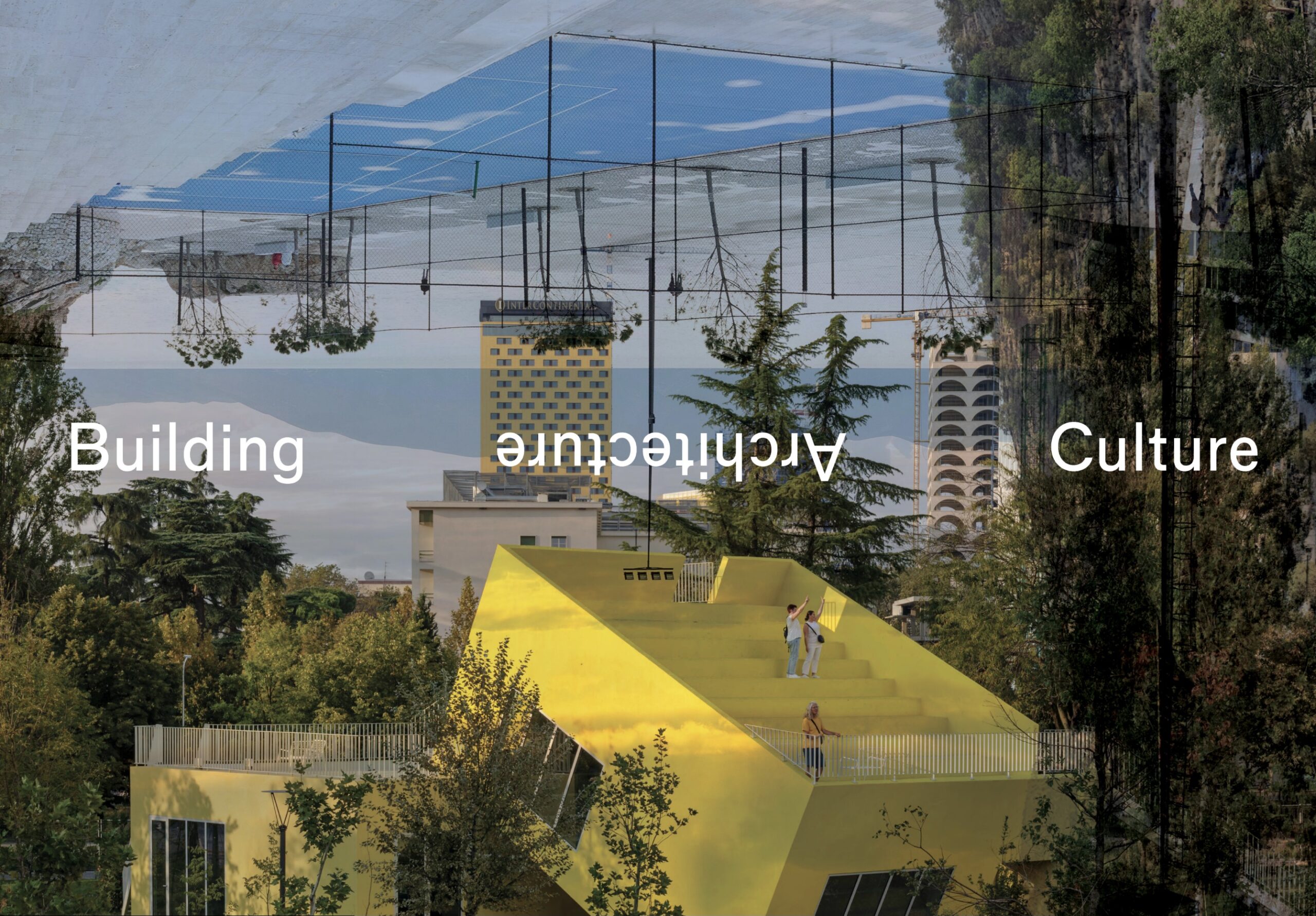 Collage with the collaboration of: with the collaboration of:XDGA, waterfront promenade, Vlora Kengo Kuma & Associates, Butrint National Park MVRDV, Pyramid of Tirana